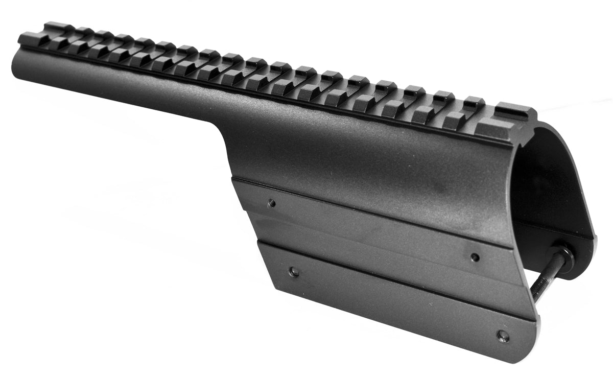 Trinity Saddle Mount Picatinny Single Rail Mount Adapter Compatible With Benelli Nova 12 gauge pump. - TRINITY SUPPLY INC
