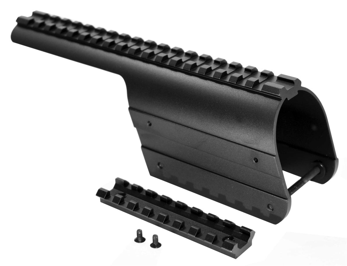 Trinity Saddle Mount Picatinny Single Rail Mount Adapter Compatible With Benelli Nova 12 gauge pump. - TRINITY SUPPLY INC