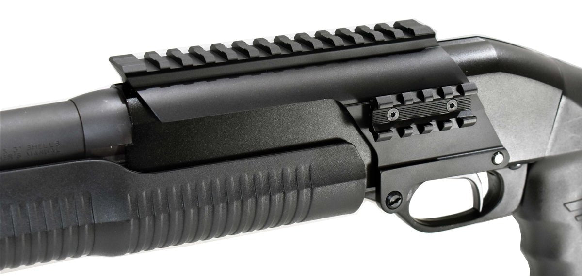 Trinity Saddle With Side Rail Picatinny Mount Adapter Compatible With Stevens 320 20 Gauge Pump. - TRINITY SUPPLY INC