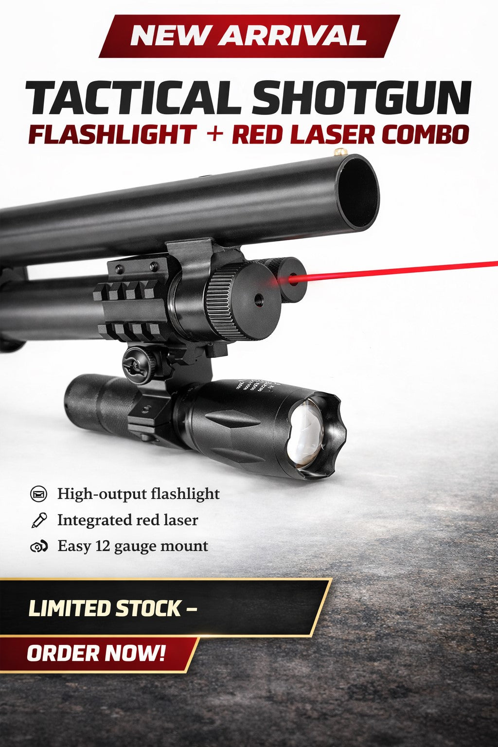 1000 Lumen Tactical Light with Red Laser Sight for Mossberg Maverick 88 – Picatinny Mount