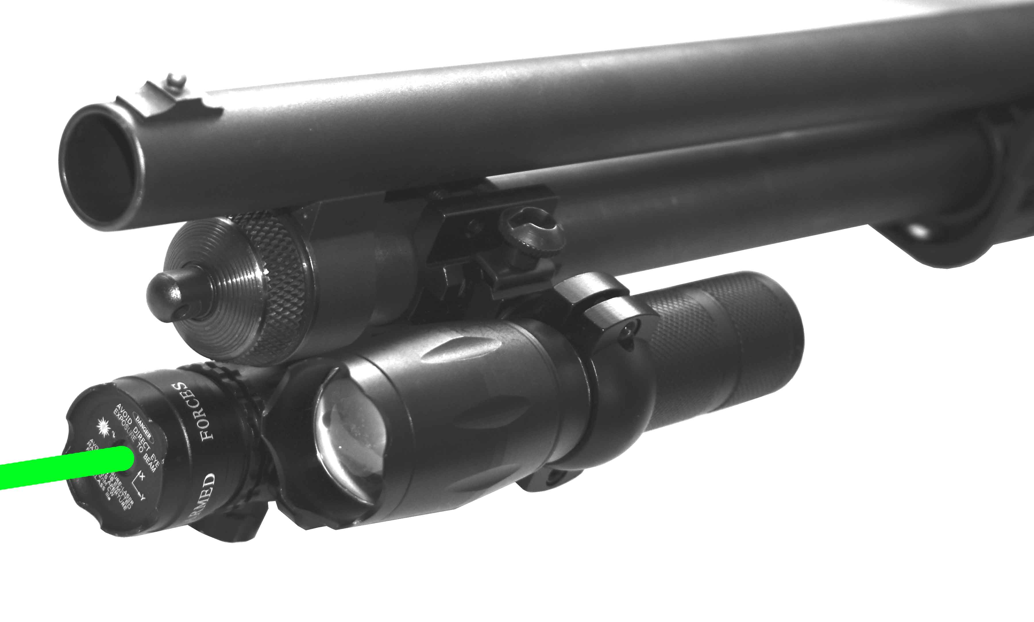 Tactical green laser sight and 1000 Lumen flashlight combo for 12 gaug